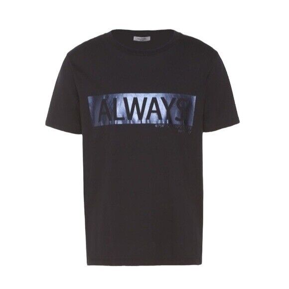 NWT Valentino T Shirt Blue Metallic Always Graphic Black Tee S Retail $300