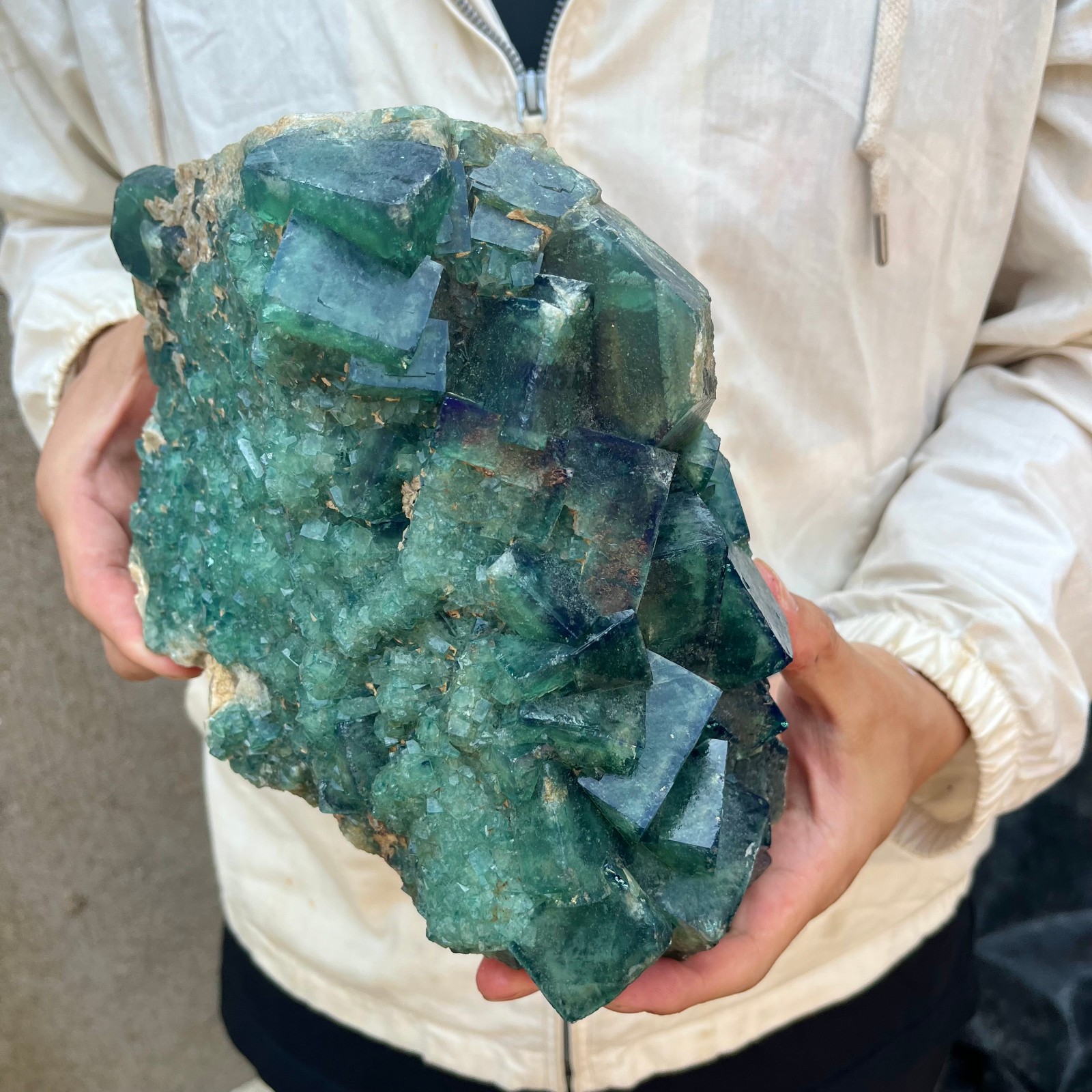 12.9lb Large NATURAL Green Cube FLUORITE Quartz Crystal Cluster Mineral Specimen
