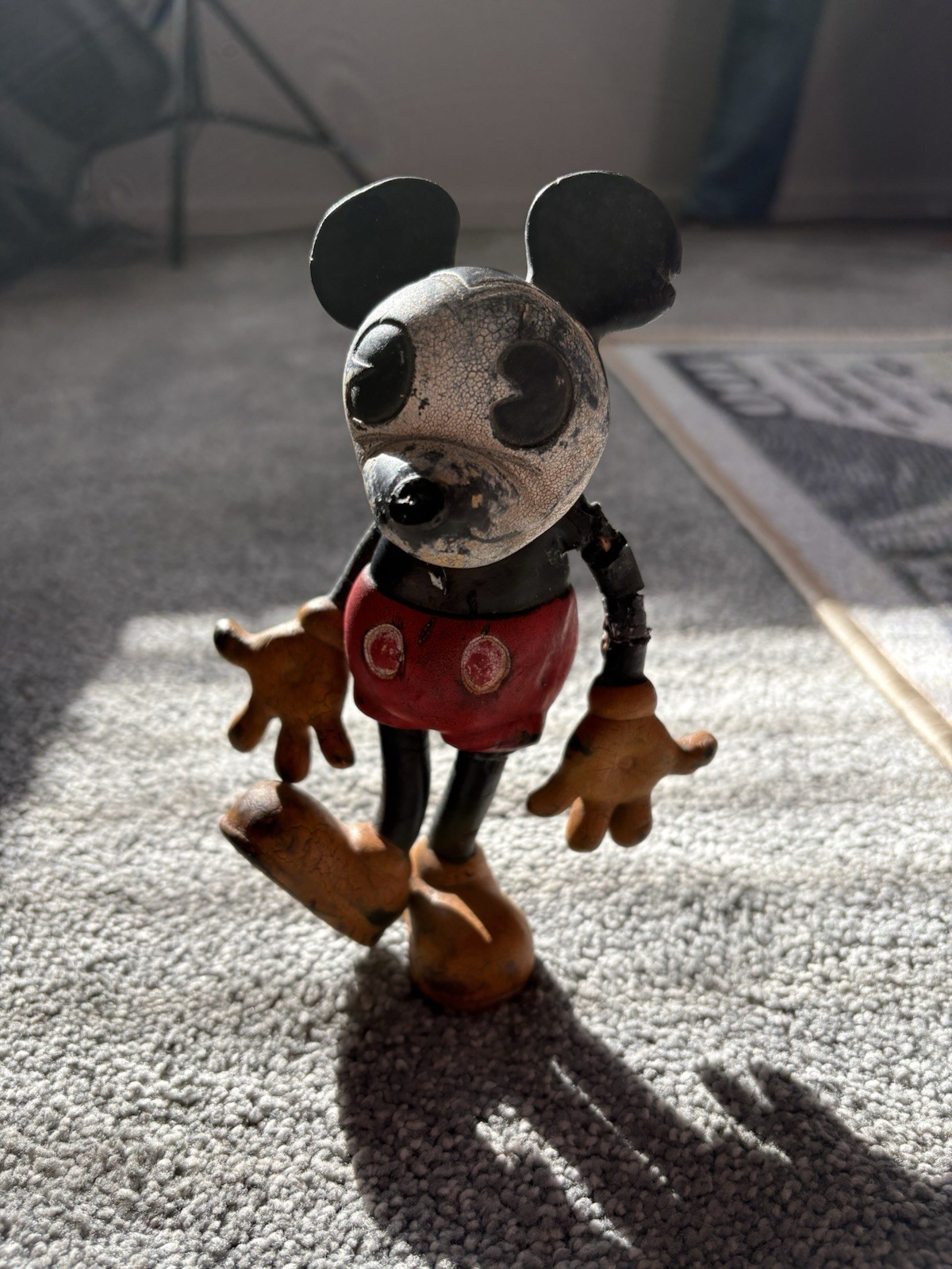 Disney Seiberling 6-inch Mickey Mouse Toy Figure 1930s Antique Rubber