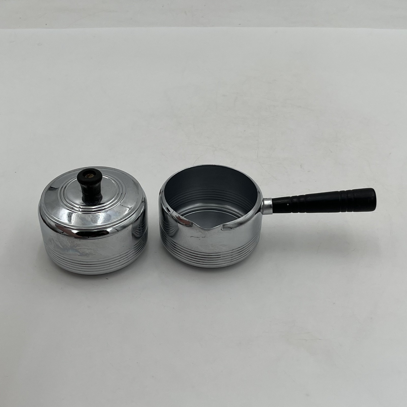 VTG 1930\'s Art Deco Keystonwear Chrome Creamer and Sugar Bowl Set MCM Kitchen