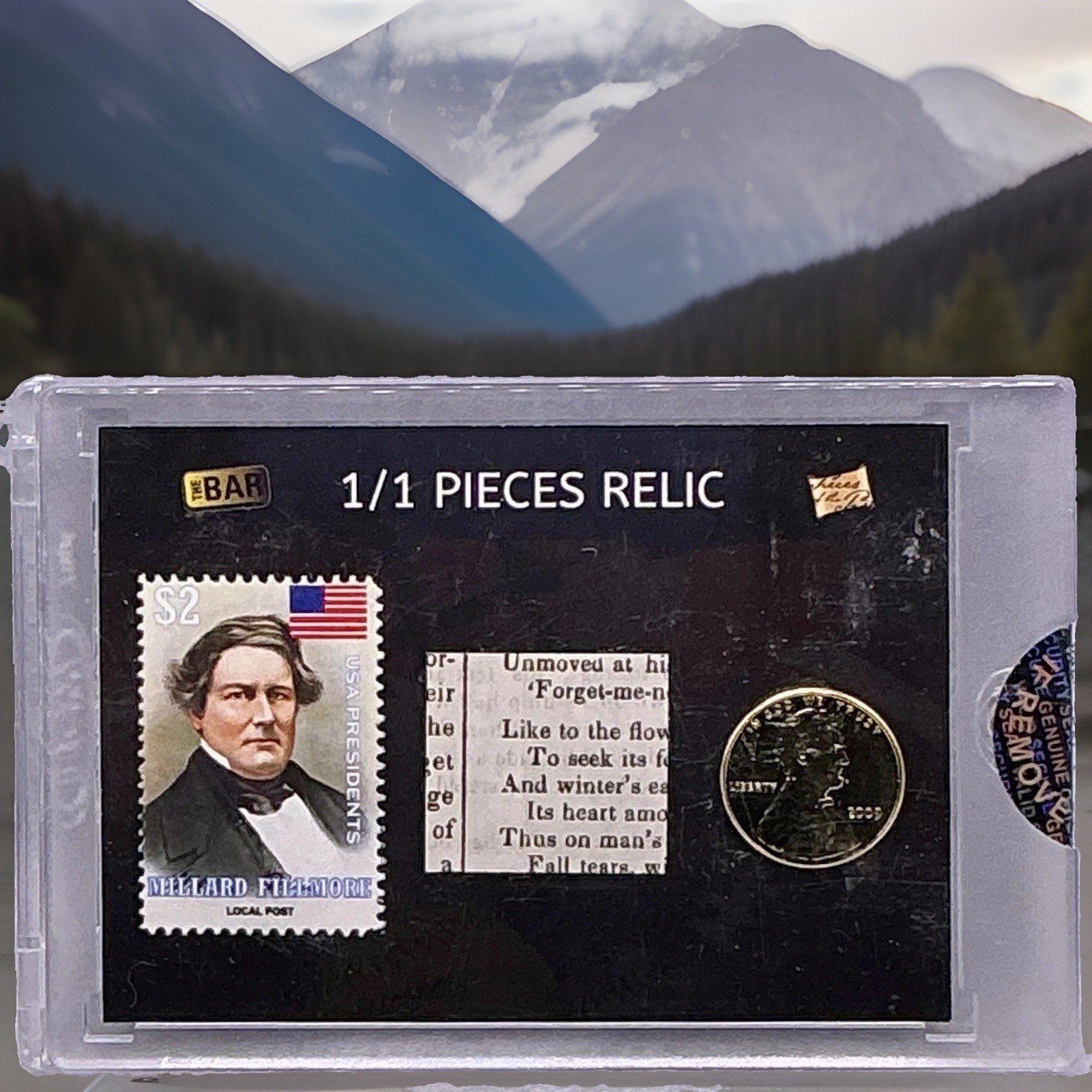 2020 Pieces Of The Past Millard Fillmore Triple Relic Gold Penny, Stamp, Paper