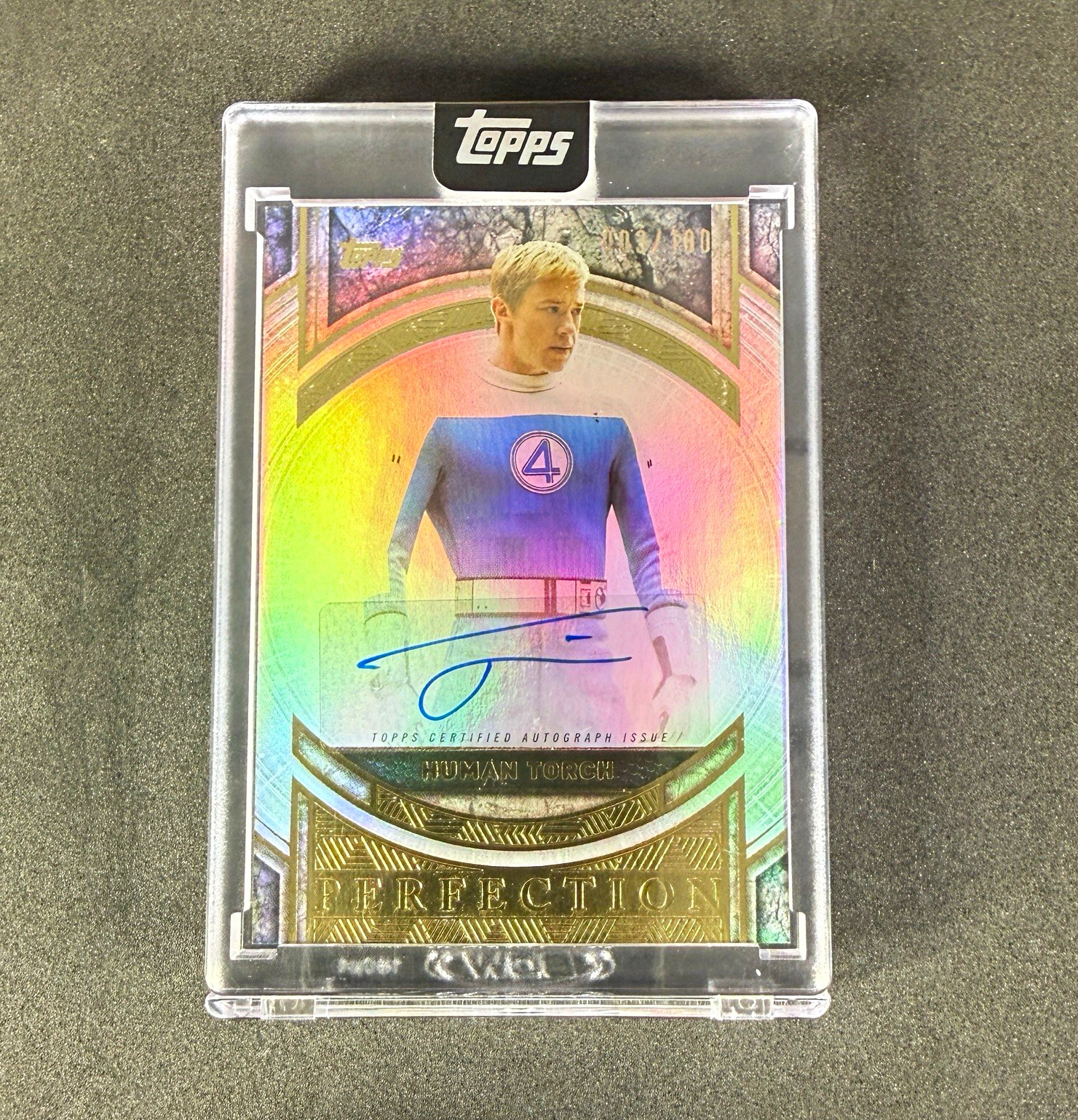 2025 Topps Marvel The Collector MP-JQ Joseph Quinn as Human Torch Auto 3 / 100
