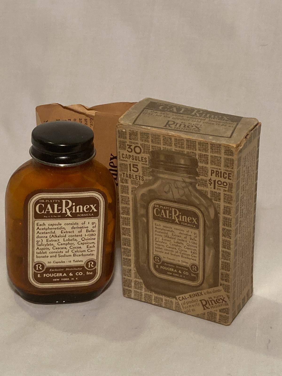 c1930s Dr. Platt\'s Cal Rinex exclusive distributor E. Fougera & Co. Inc New York