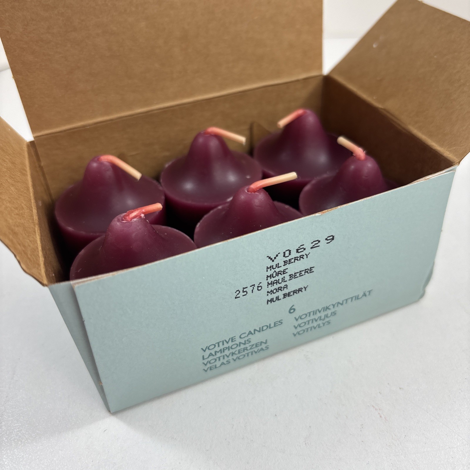 Partylite Mulberry Votives Candles V0629 New In Box set of 6
