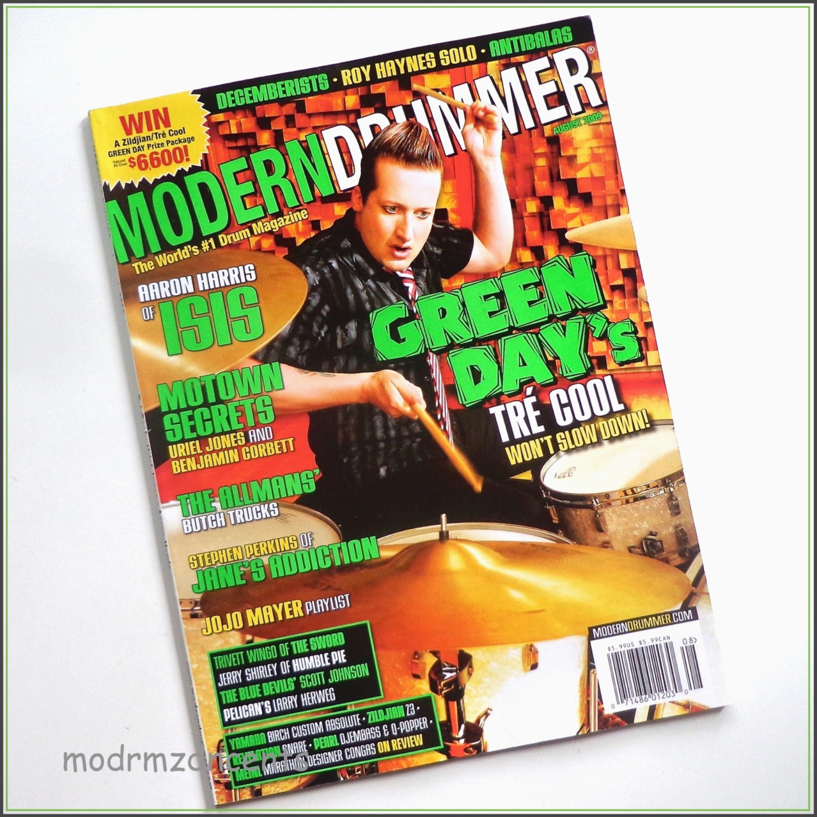 MODERN DRUMMER - Aug 2009 - TRE COOL of GREEN DAY + Jerry Shirley of Humble Pie