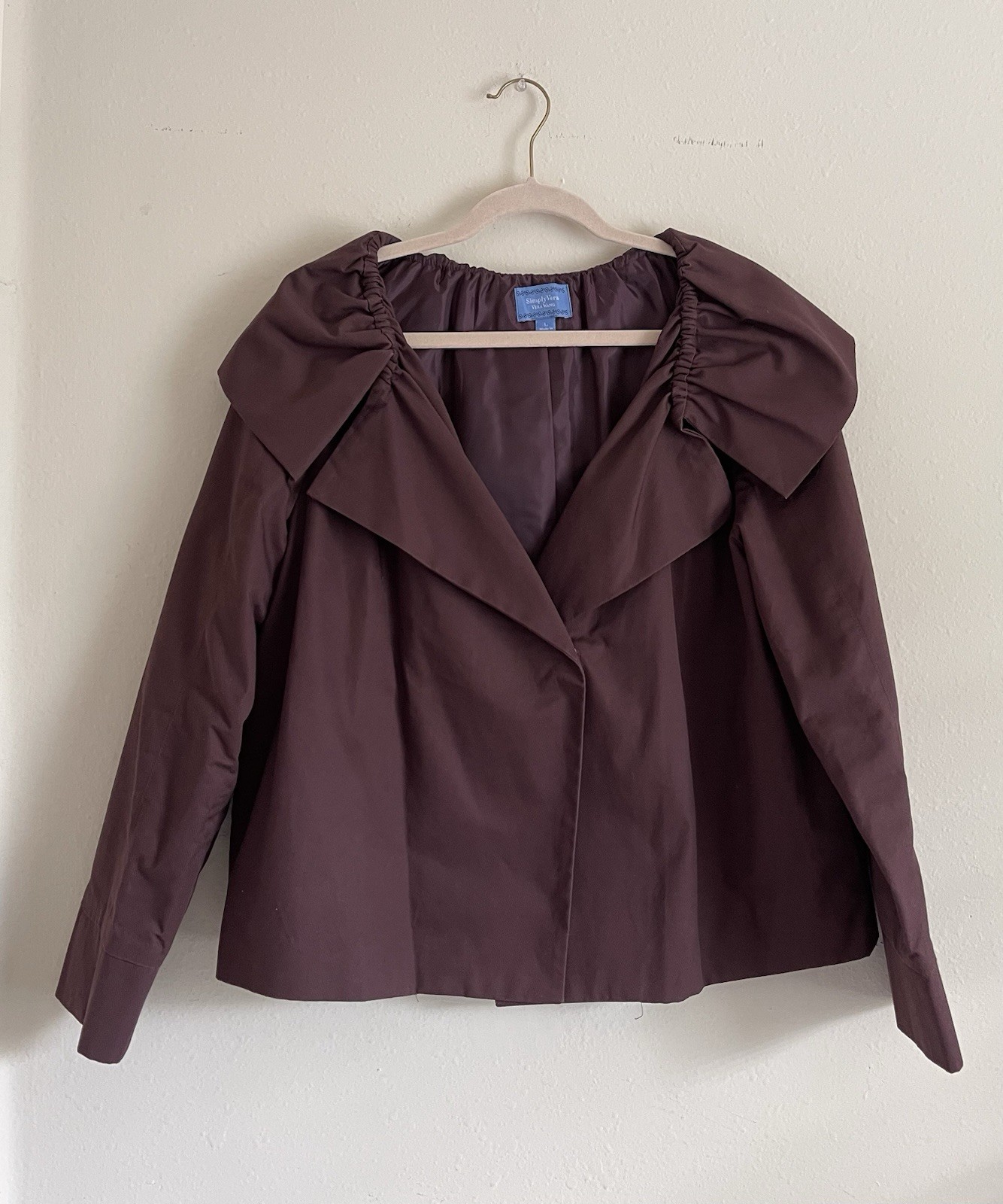 Simply Vera Vera Wang Urban Montage Portrait Collar Jacket - Wine/Burgundy