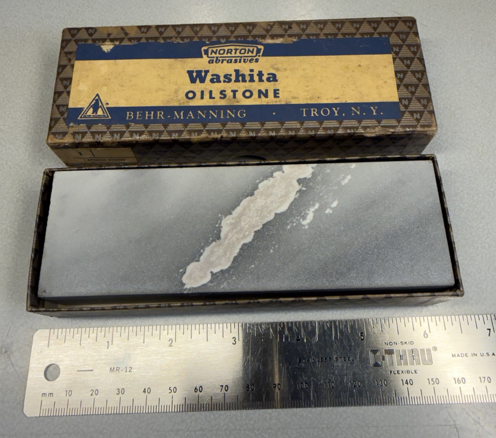 Vintage Norton WB6 Washita Stone Unused In Box 1950s Sharpening Arkansas Vintage Norton WB6 Washita Stone Unused In Box 1950s Sharpening Arkansas