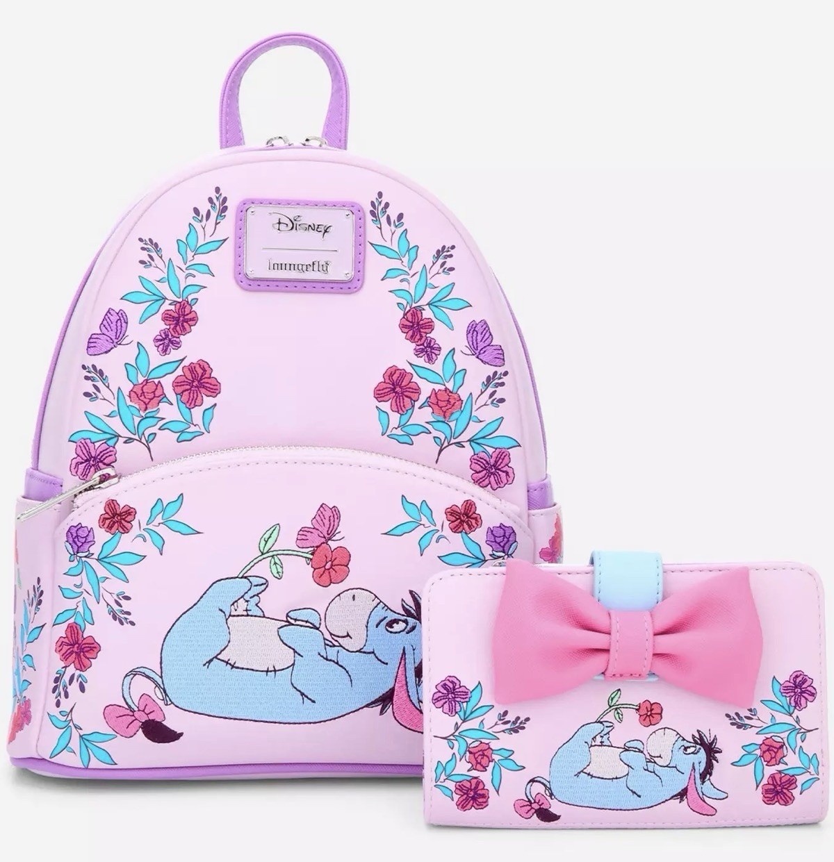 BNWT HT Loungefly Disney Eeyore Floral Mini Backpack & Bow Wallet Set