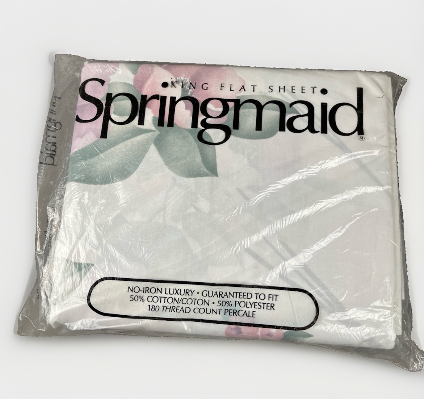 Vintage Springmaid King Lillique Rose Flat Sheet Factory Sealed Package