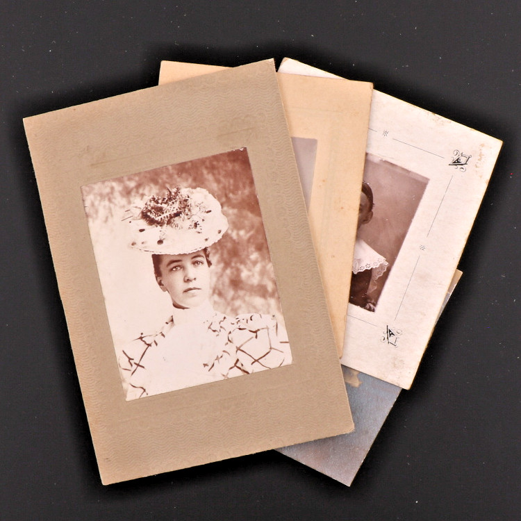 4 Edwardian CDV Penny Photos of Women & Children Unknown Location #1016