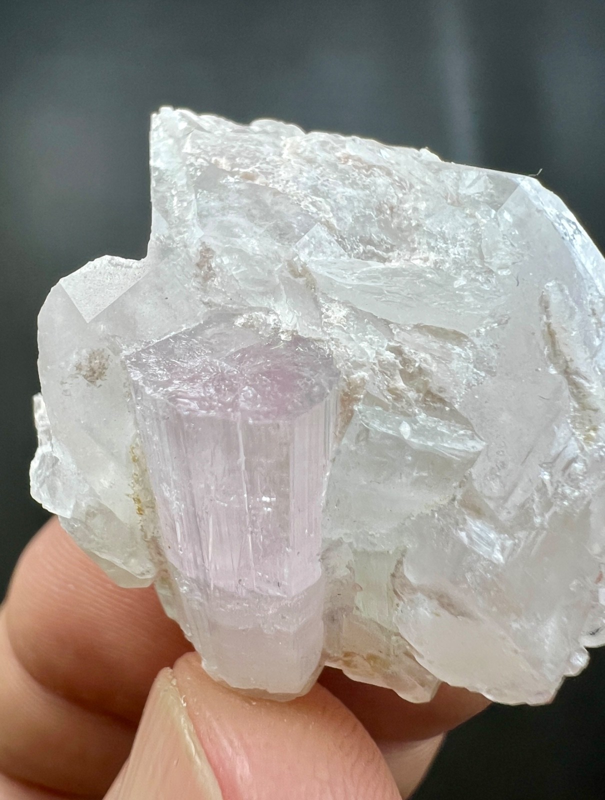 22g Natural Pink and Green Tourmaline Crystals on Quartz - Kunar
