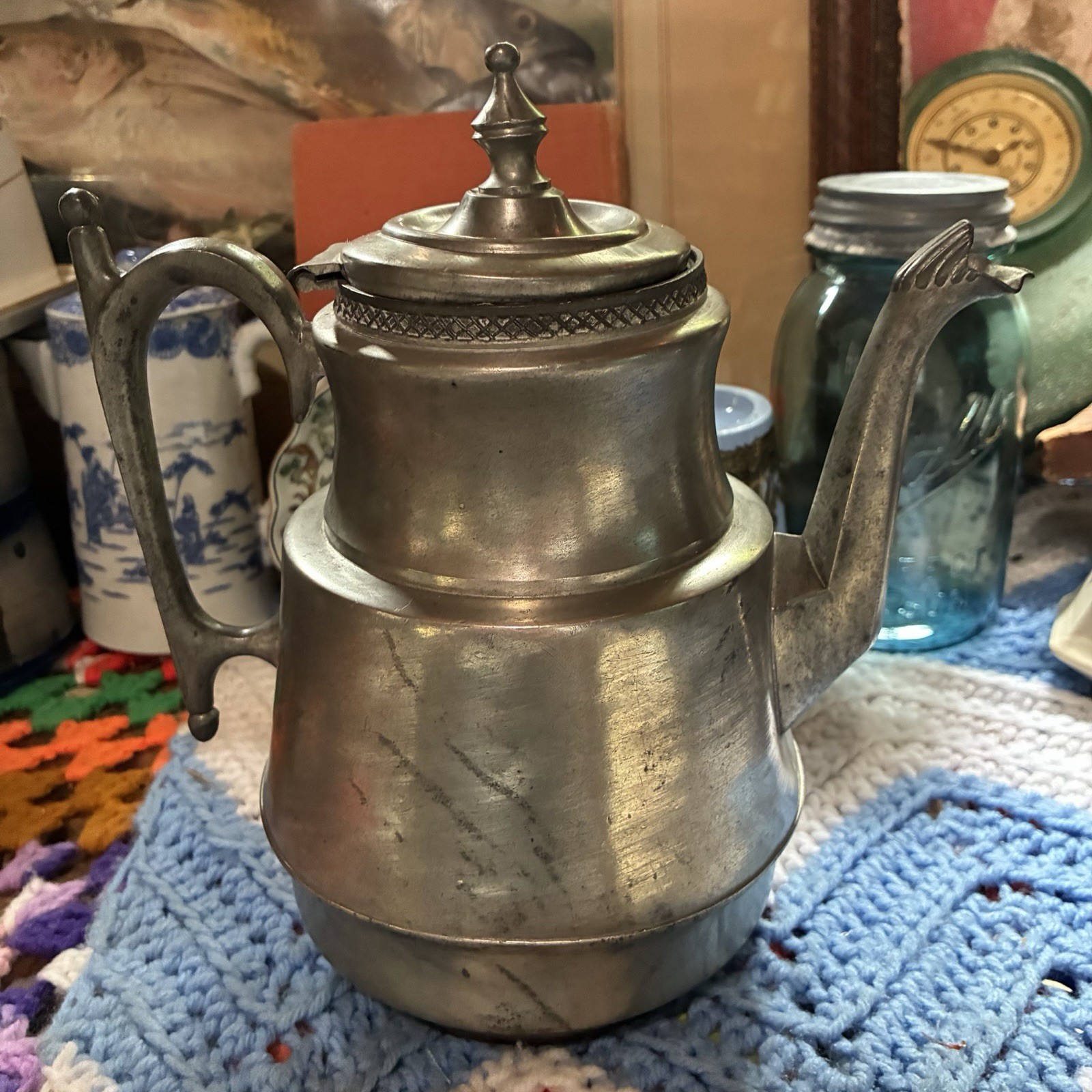 Antique 1870-1890 Stevens And Smart Pewter Teapot Portland Maine