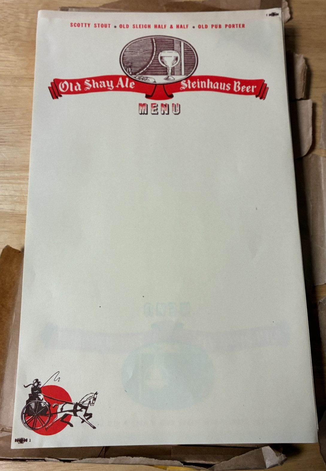 Vtg 1930s Victor Brewing Co PA Beer Menu Blanks Lot Old Shay Ale Steinhaus NOS