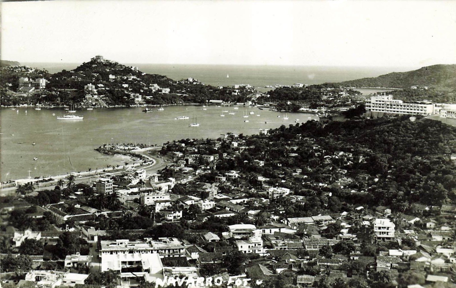 1940s Acapulco Bay Mexico Real Photo Postcard RPPC Navarro Fot Vintage View