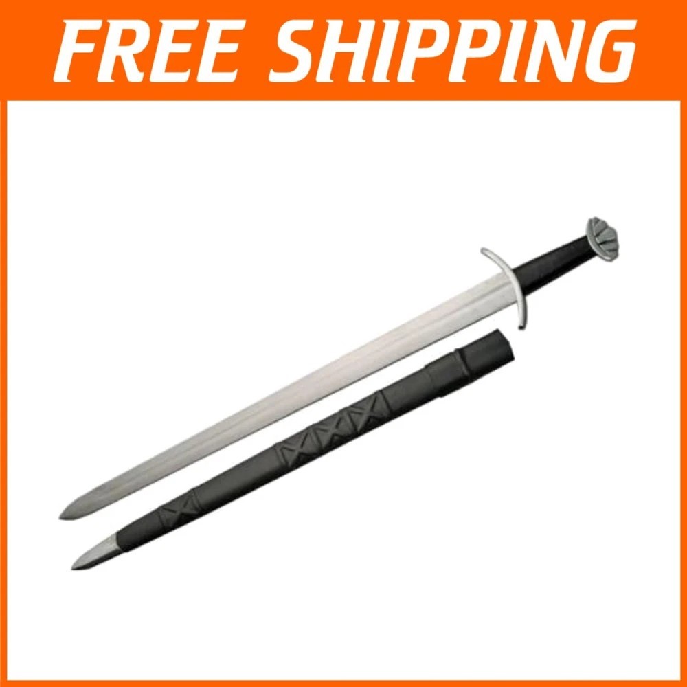 Elegant Viking Sword - 39-Inch Stainless Steel Blade with Safe Storage Sheath