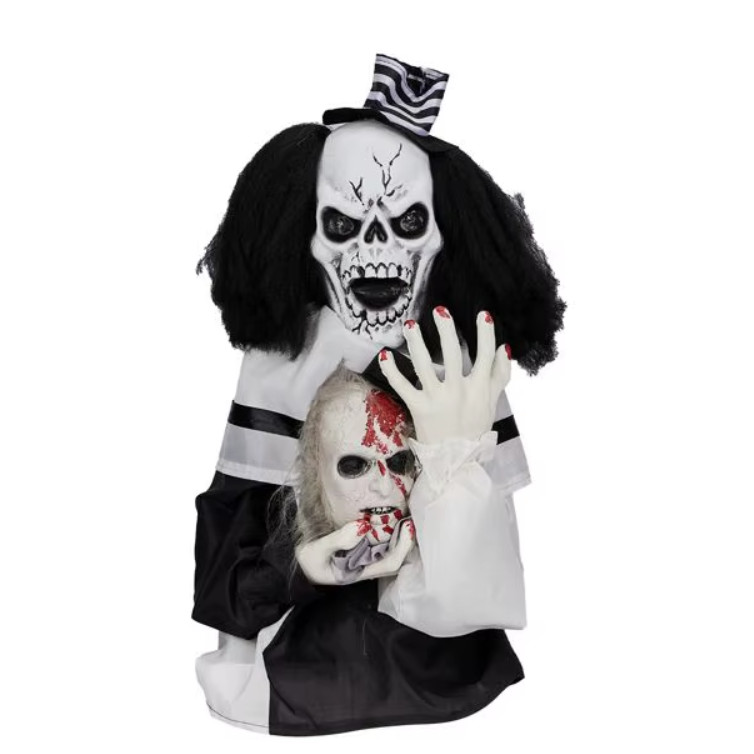 1.8FT Scary Clown Halloween Decoration Sound Activated Creepy Prop