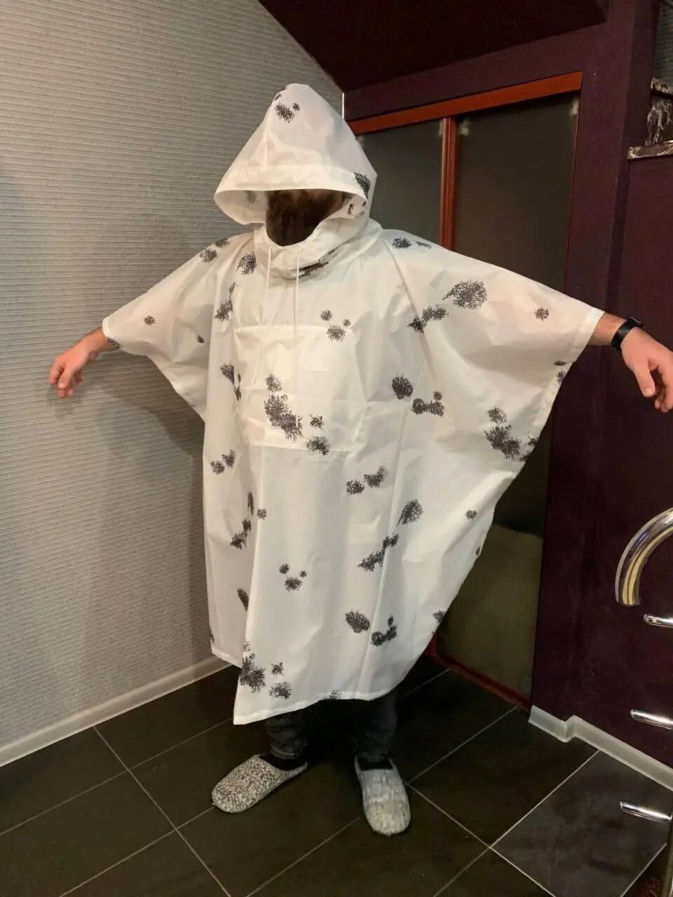 Raincoat poncho white tactical winter camouflage raincoat tent military