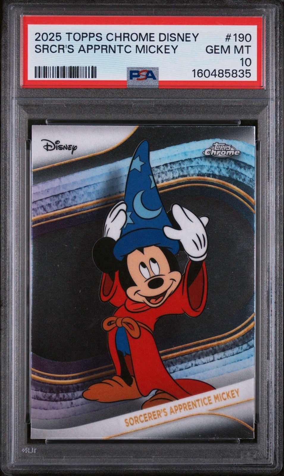 Topps 2025 Topps Chrome Disney Sorcerer\'s Apprentice Mickey #190 PSA 10