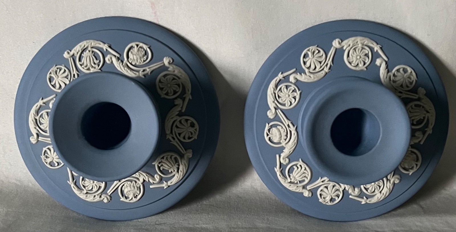 Wedgwood Jasperware Blue Candlestick set. Excellent condition.