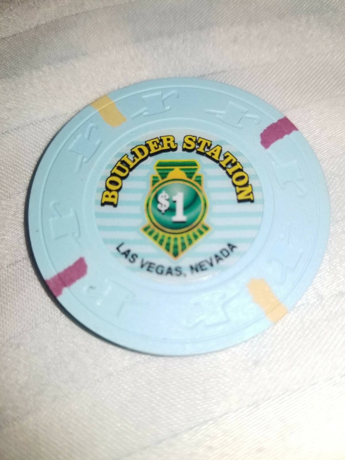 PRISTINE $1.00 Casino Chip from the Boulder Station Casino Las Vegas Nevada Blue