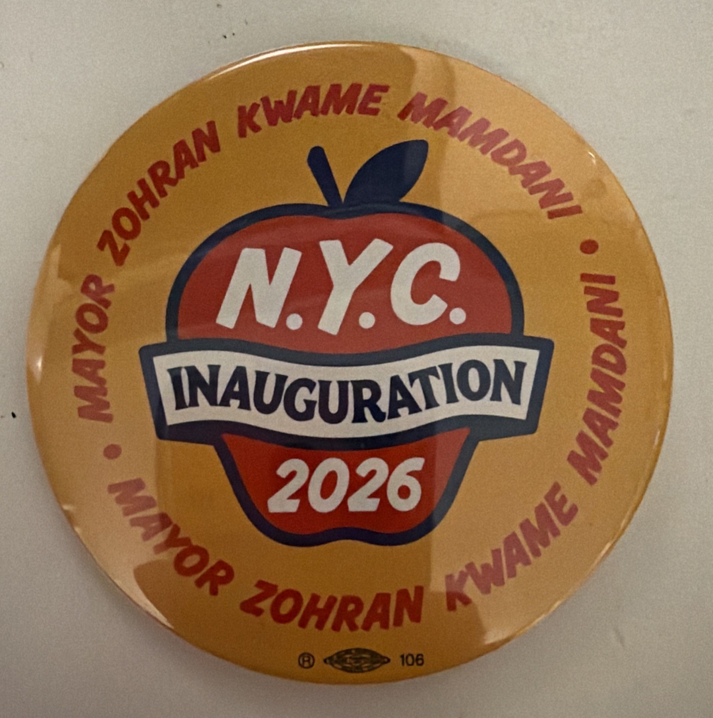 Official NYC Inauguration 2026 Mayor Zohran Kwame Mamdani Button Pin
