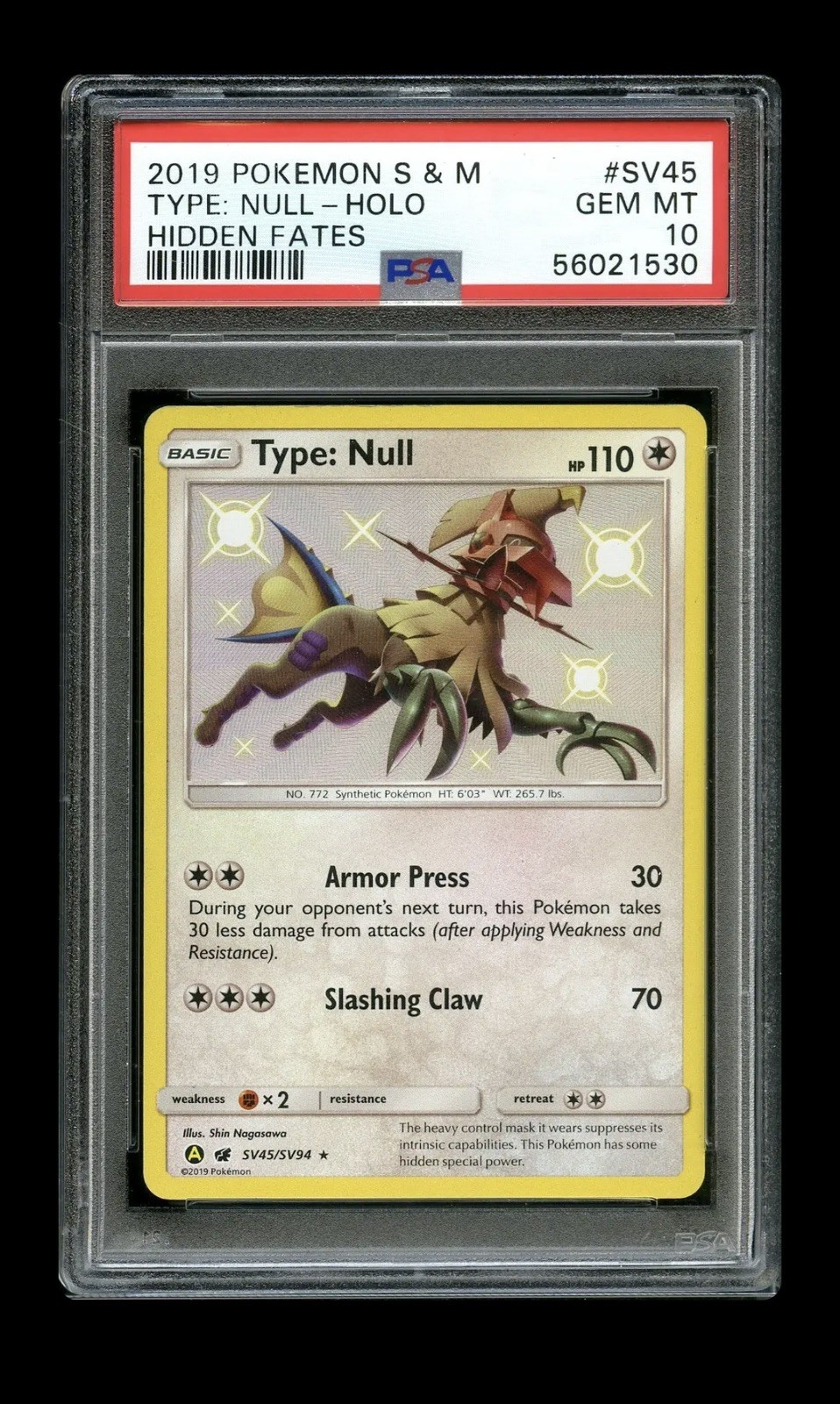 2019 Pokemon Hidden Fates Type: Null SV45 PSA 10 Gem Mint Holo