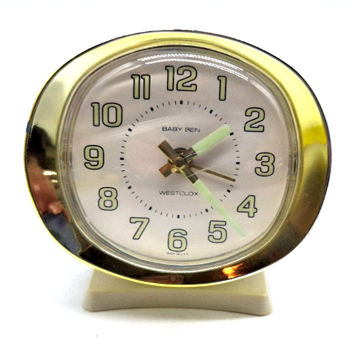 Vtg 1960s Westclox Baby Ben Alarm Clock Wind Up Glow In The Dark Arms & Numbers