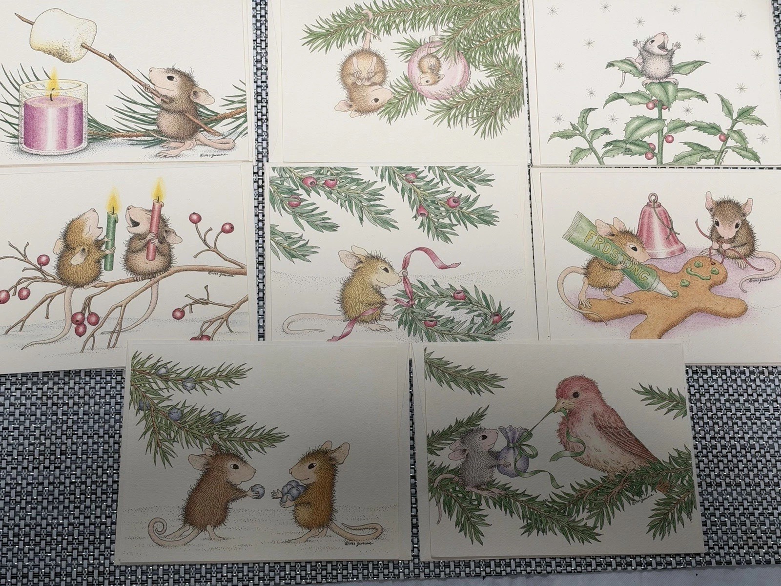 VINTAGE HOUSE-MOUSE DESIGNS Lot- 1993-lot of 14 Xmas cards w/ envelopes. 