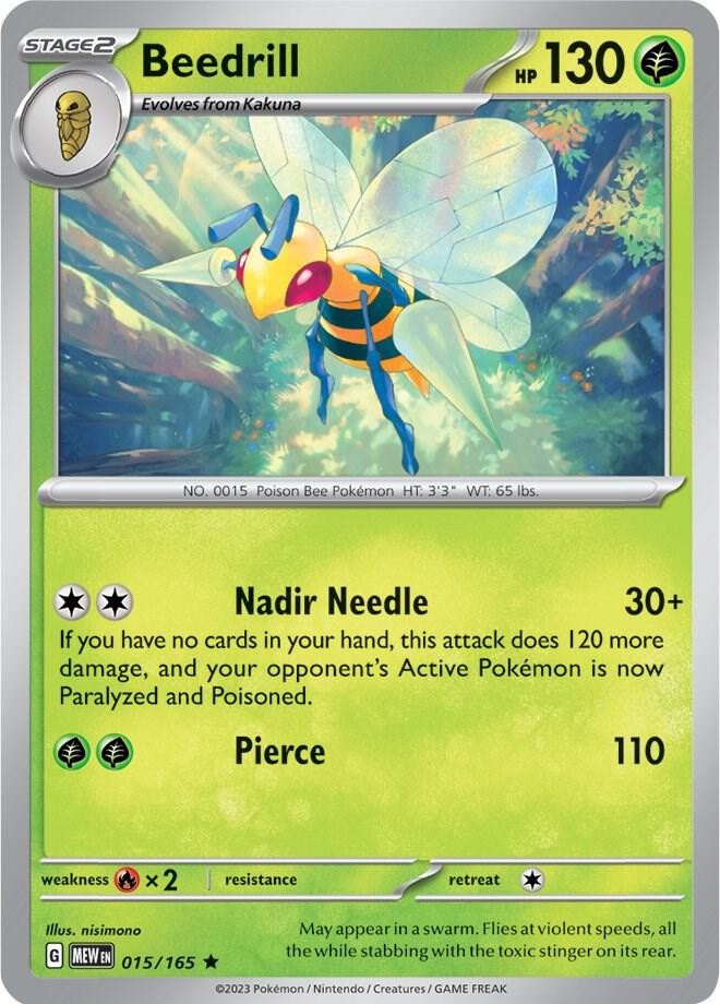 Beedrill Rare Reverse Holo MEW 015/165 NM