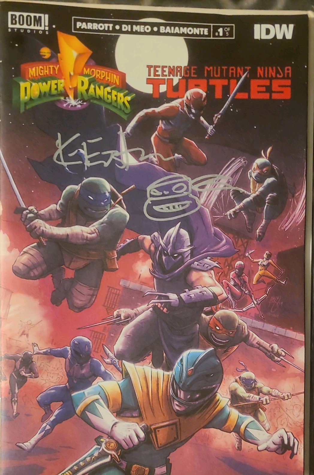 Power Rangers Teenage Mutant Ninja Turtles #1 Signed & Sketch By Ben Bishop