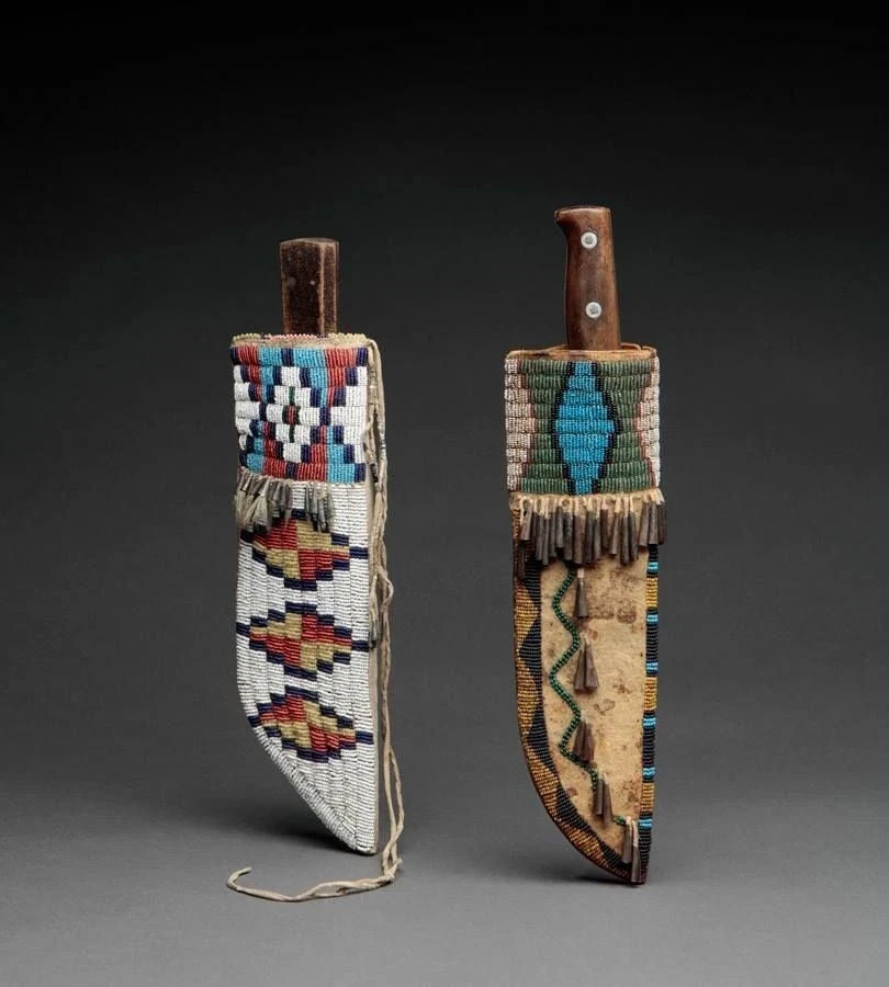 Native American Sioux Handmade Knife Sheath Indian Beaded Knife Cover 2 Pcs