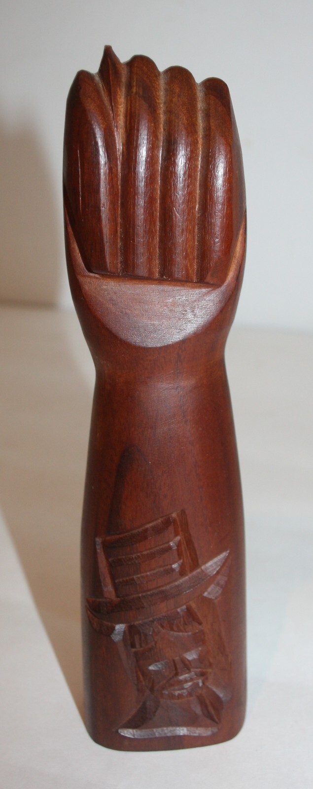 Carved Mahogany Wood Mano Fico Figa Hand Fist Sculpture Figure