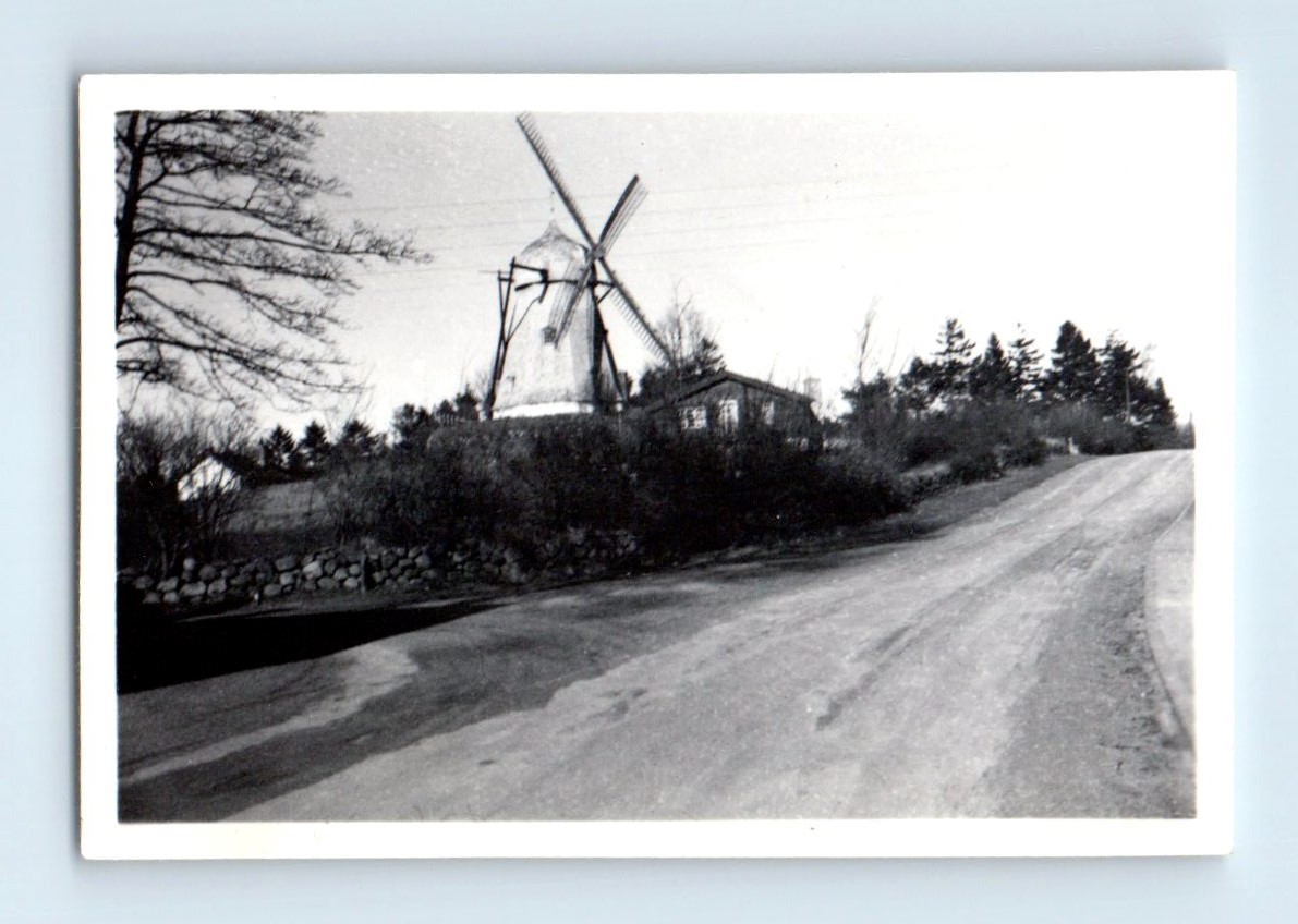 Old Vintage Photo STREET SCENE WINDMILL AND HOUSE SNAPSHOT PHOTOGRAPH PICTURE