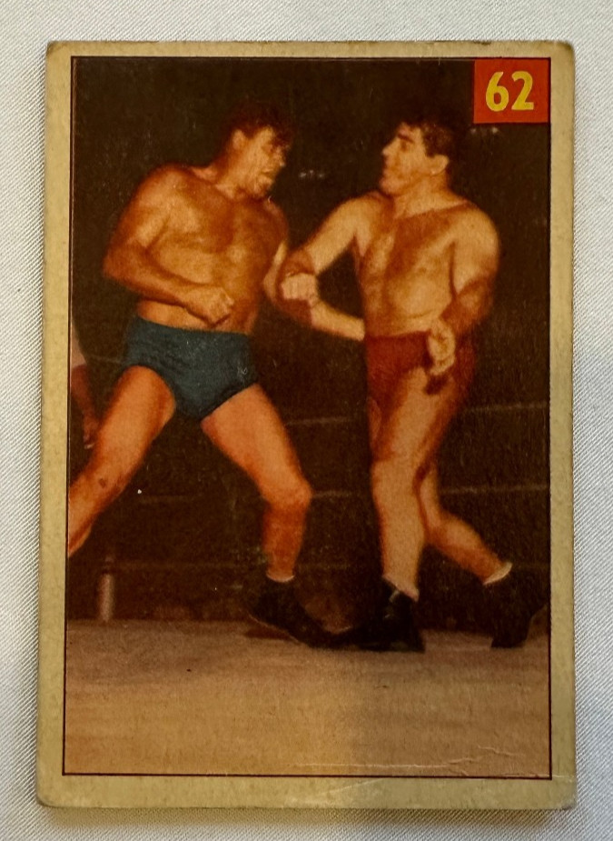 1954 Parkhurst Wrestling Card #62 Bobby Managoff Premium Back.