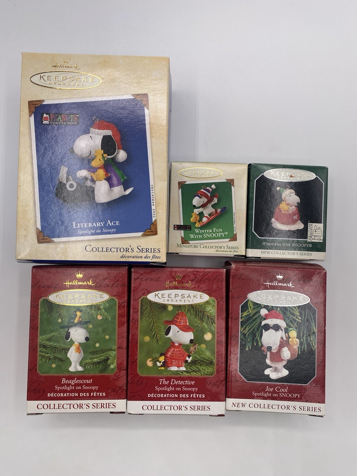 Lot Of Six Hallmark Snoopy Ornaments 19 98–2001