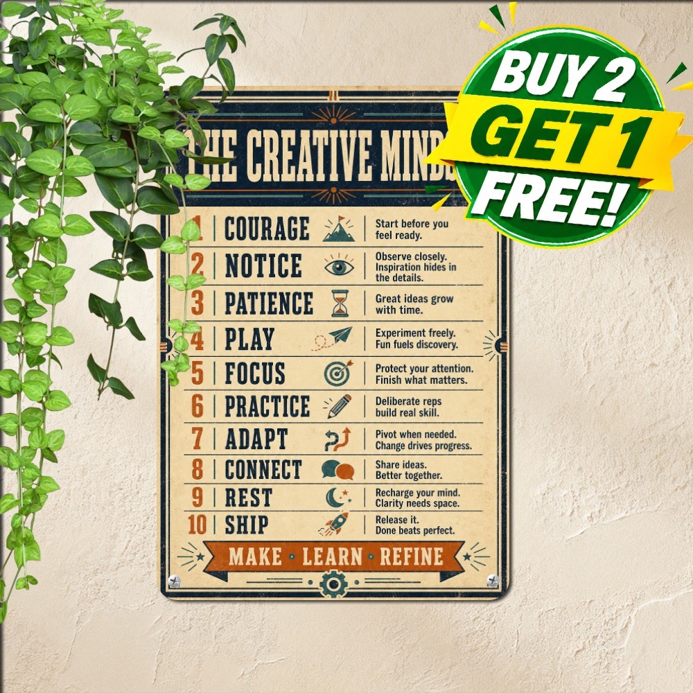Inspirational Creativity Posters Sign Vintage Artist Workshop Metal Plaque
