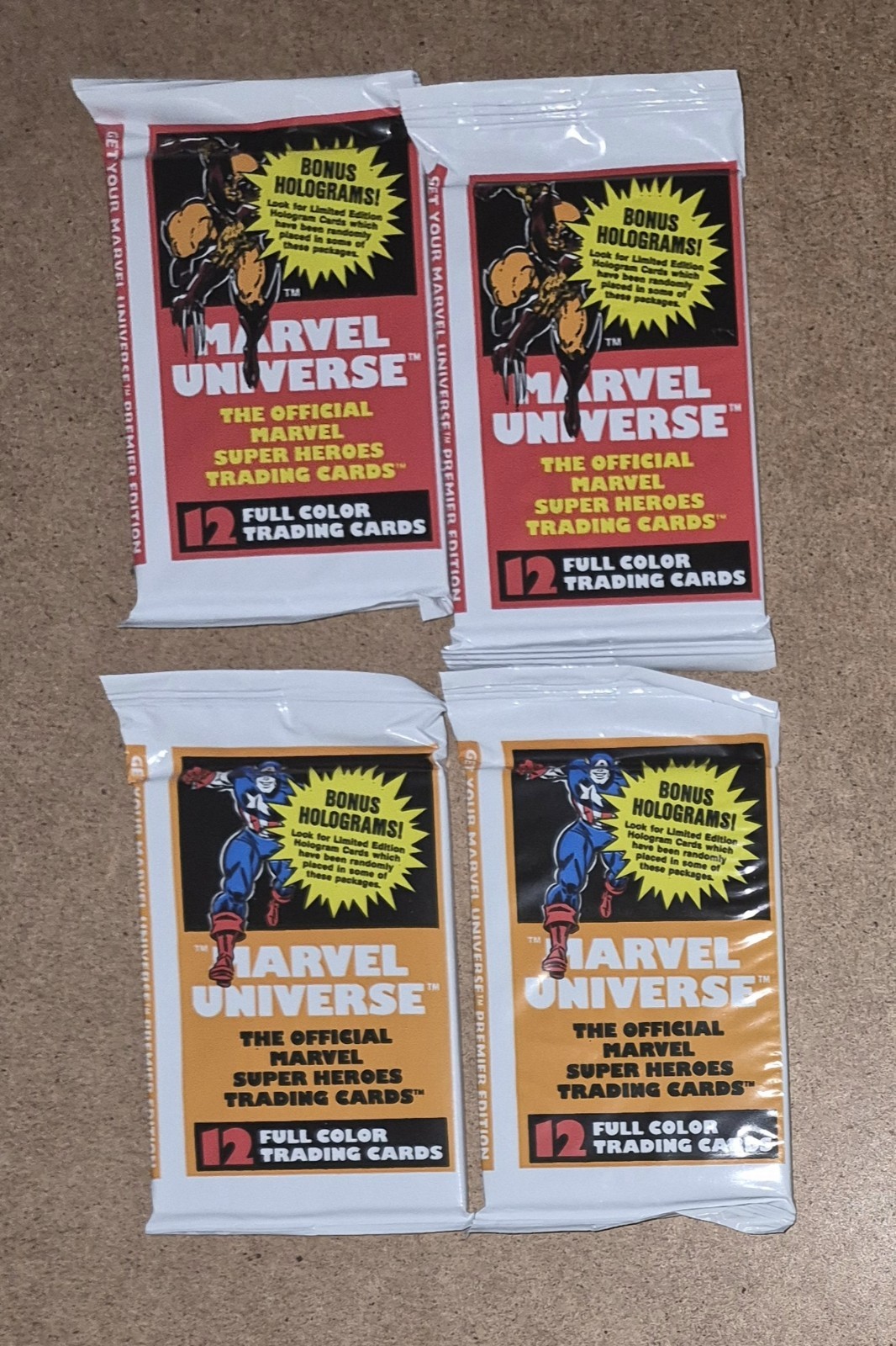 1990 Impel Marvel Universe Wolverine Captain 4 Vintage Unopened Card Packs
