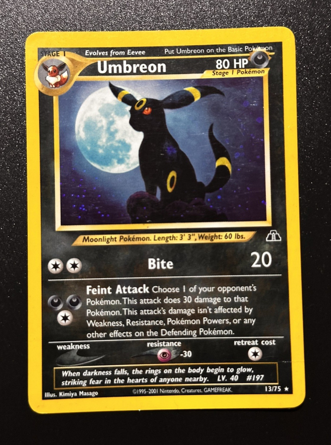 Pokemon Umbreon 13/75 Holo Rare Neo Discovery Card