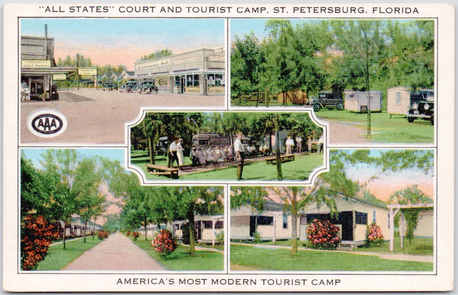 All States Court And Tourist Camp St Petersburg FL Postcard P-156 Linen