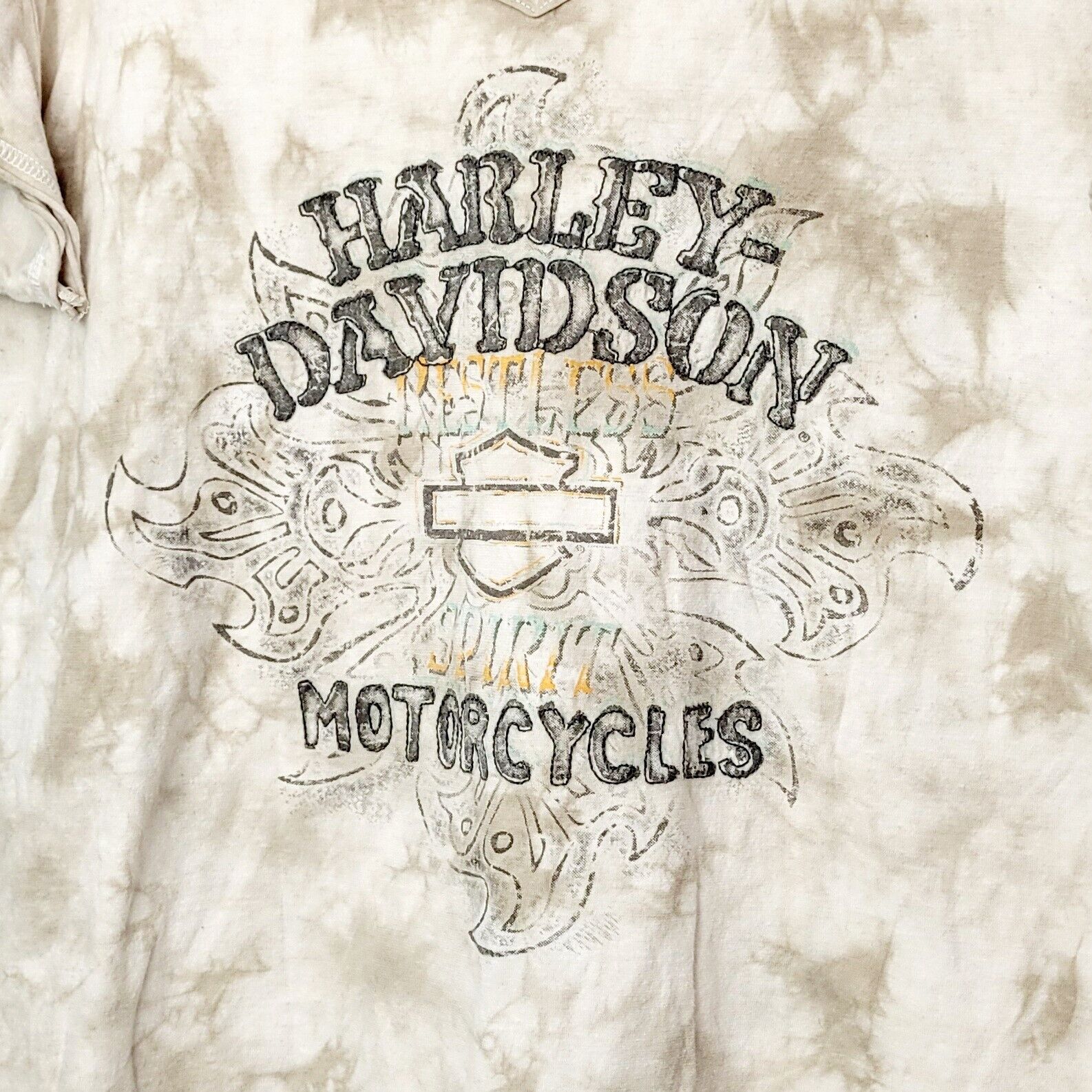 Harley Davidson Restless Spirit Women\'s V-Neck T-Shirt 2XL Mottled Tan