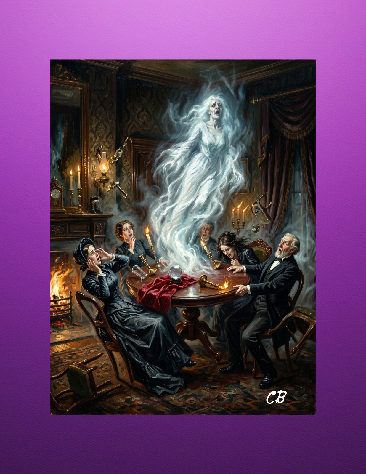 The Seance | ACEO Giclee Print | Victorian Ghost Horror | Gothic Oil Style Art