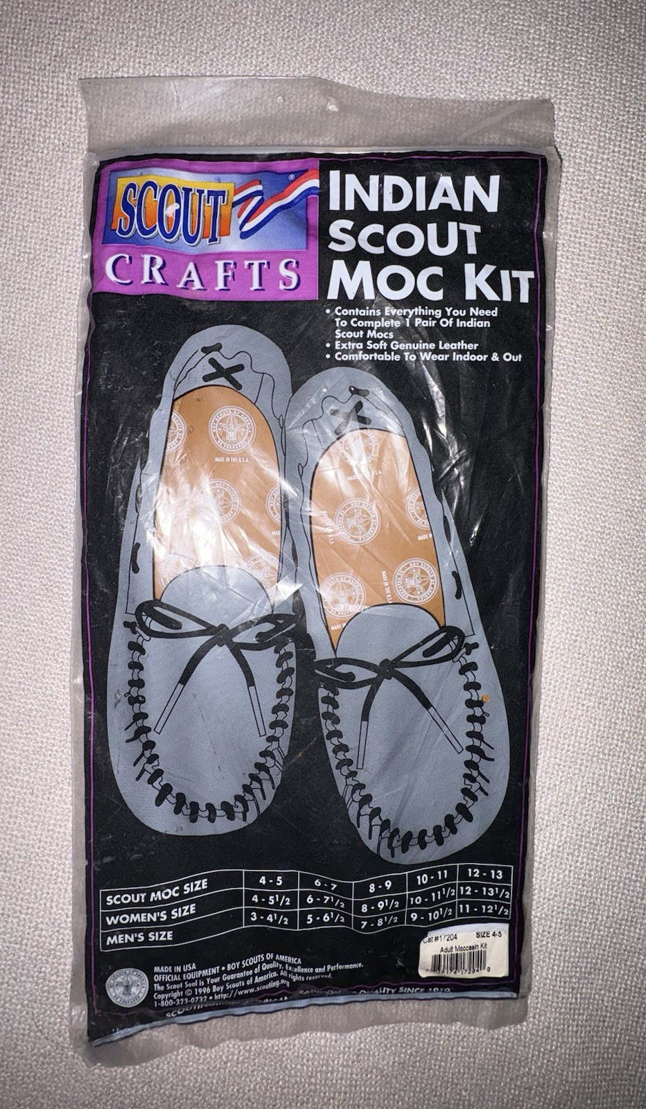 Vintage Indian Scout Moccasin Kit Tan Size 4-5 Youth Kids DIY Craft
