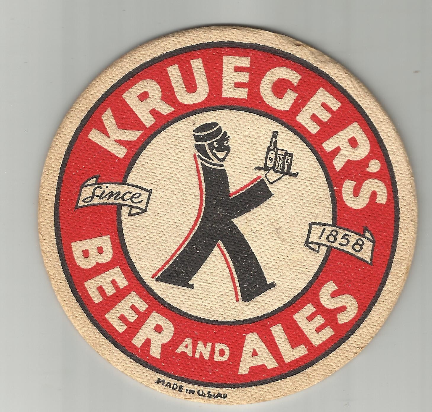 1940's Krueger beer coaster beer and ales - krueger of  Newark, NJ Since 1858 #2