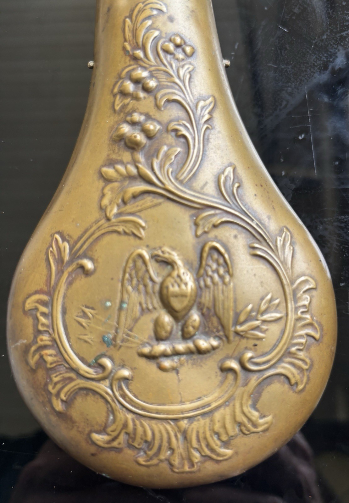 Original Civil War  Gun Powder Metal Flask US Eagle