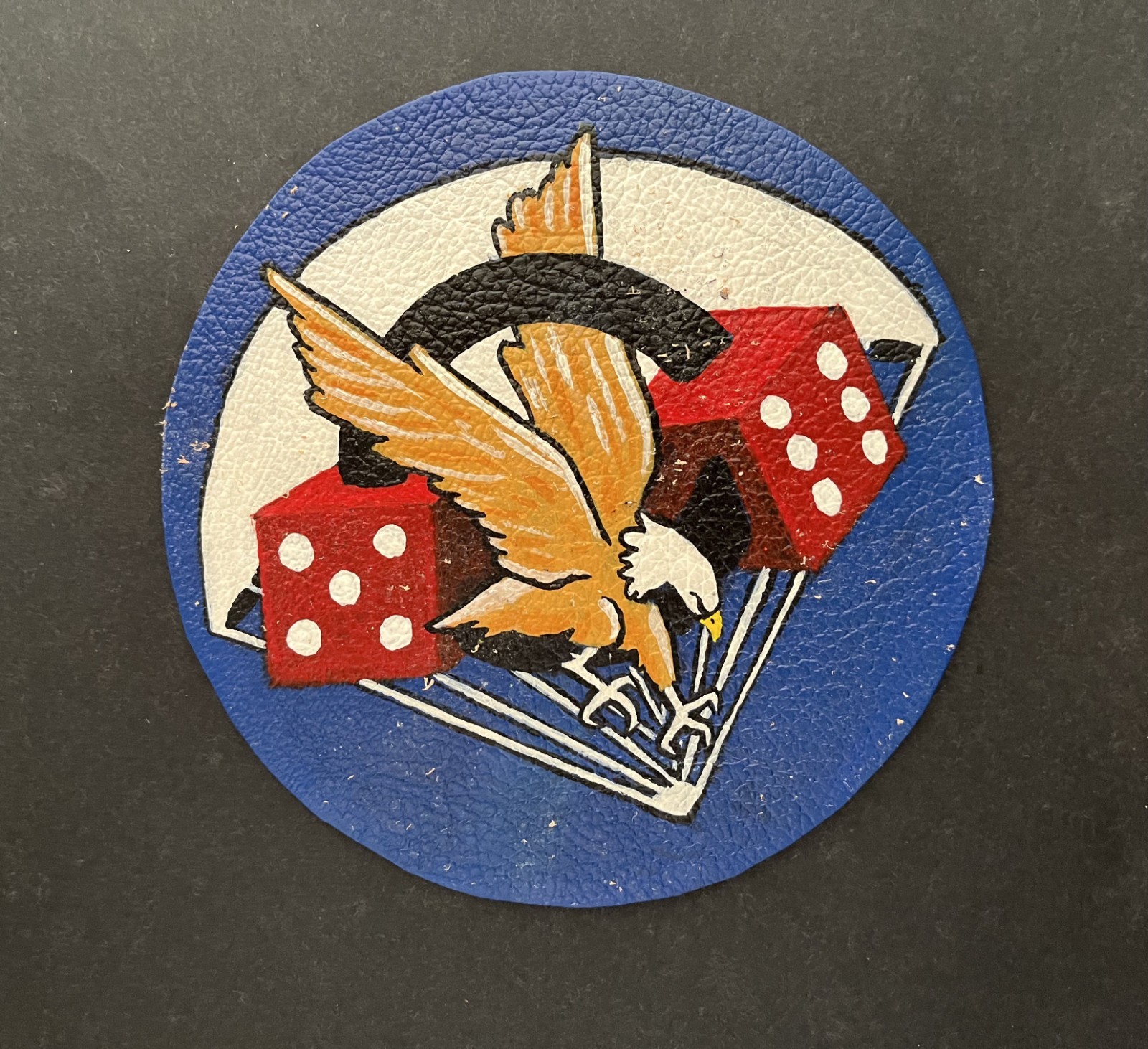 OBSOLETE WW II HAND PAINTED 506TH PIR PARATROOPERS 5 INCH LEATHER JACKET PATCH