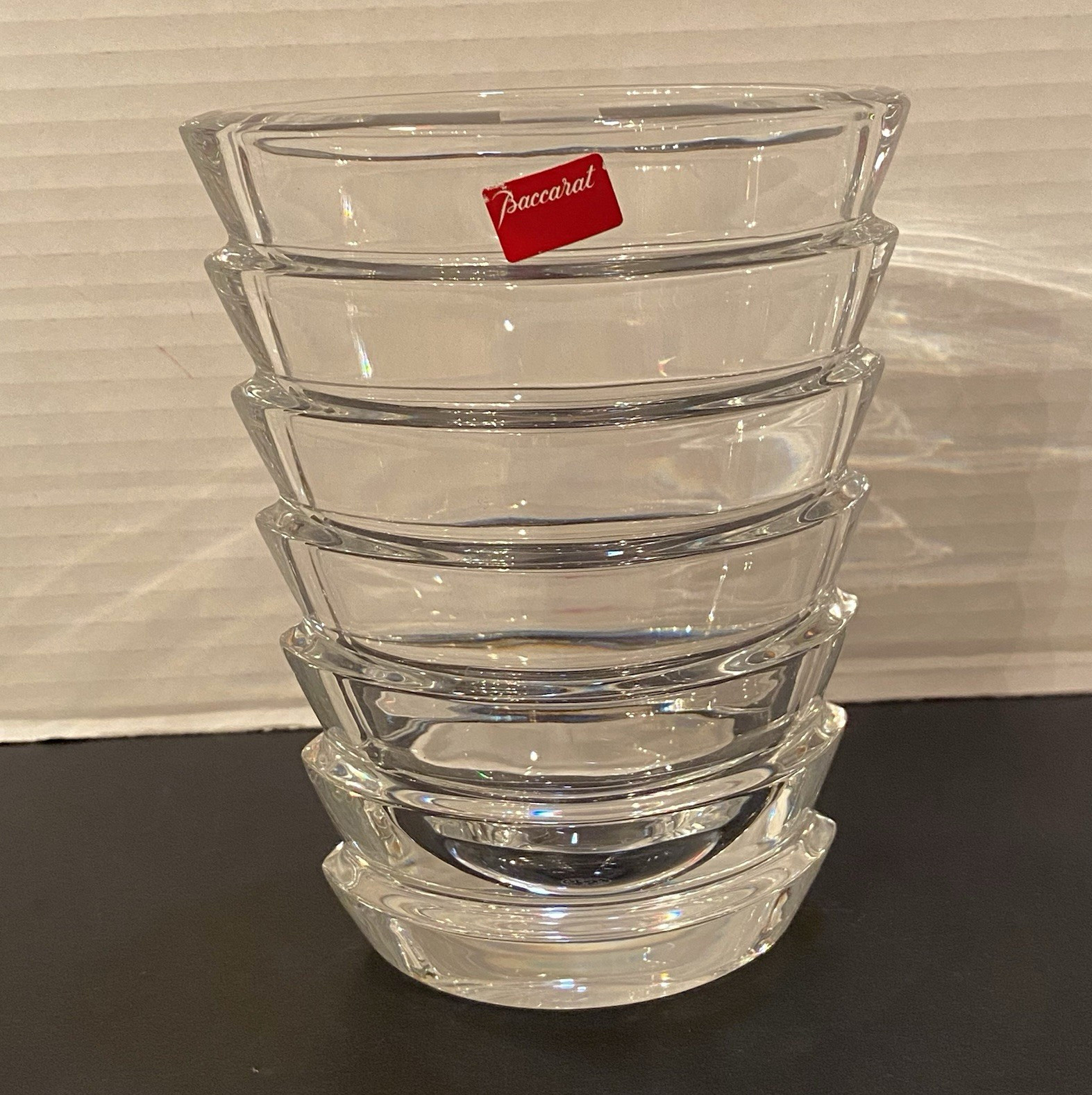 VTG Baccarat Coco Crystal Flower Vase 5.5” Authentic Layered Clear Art Crystal