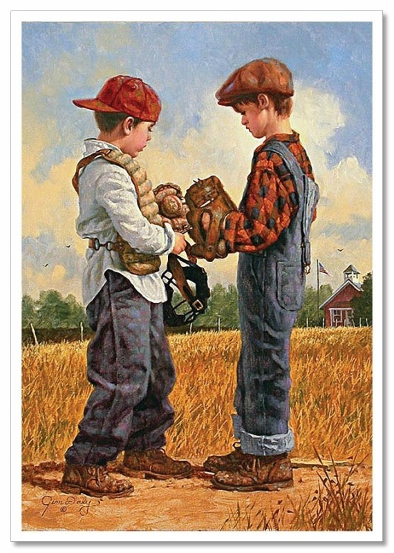 LITTLE BOYS Boys Children\'s fun KIDS ART Jim Russian NEW Postcard