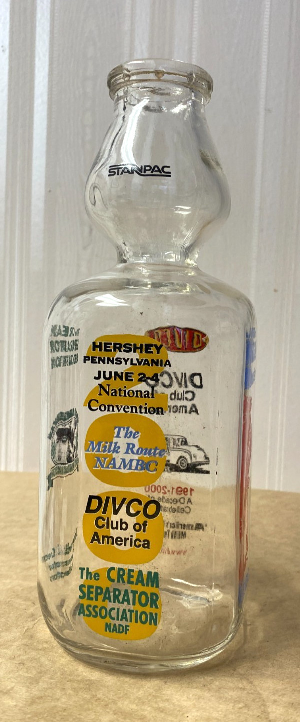 A Vintage Quart Milk Bottle - Divco, Milk Route, Cream Separator  1991