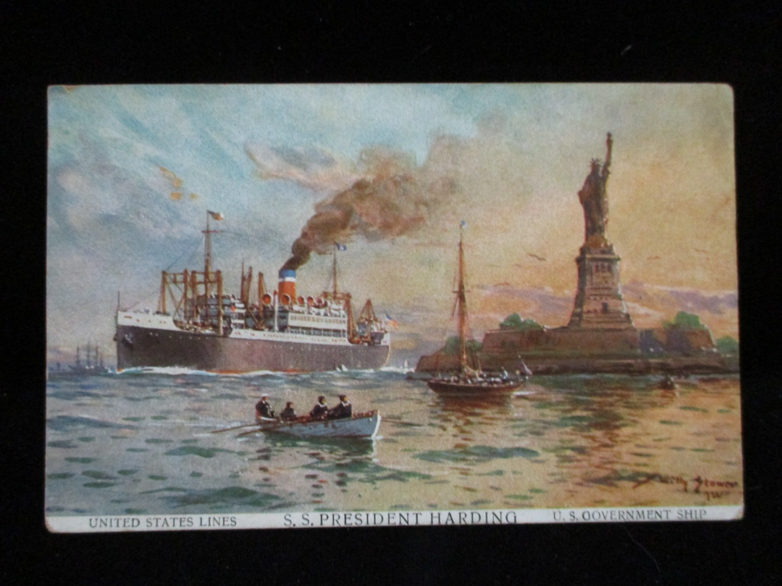 SS PRESIDENT HARDING Ship NY STATUE OF LIBERTY Ocean Liner SEAPOST P O Postcard