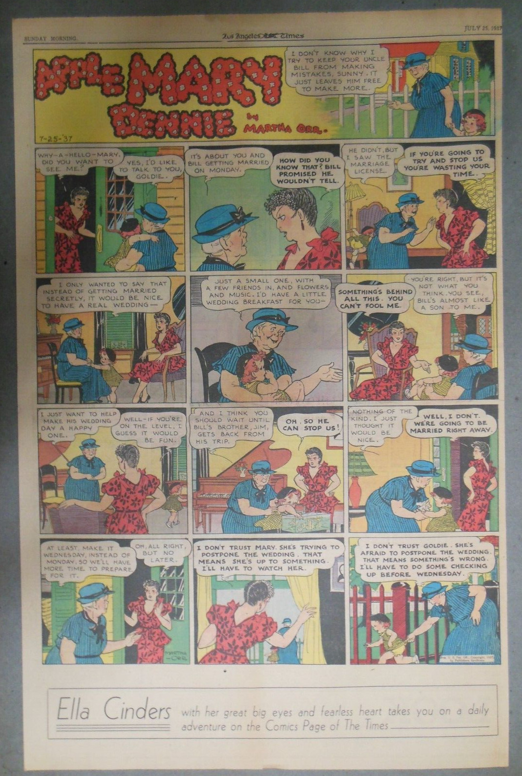 Apple Mary Sunday Page by Martha Orr from 7/25/1937 Size: Full Page 15 x 22 inch